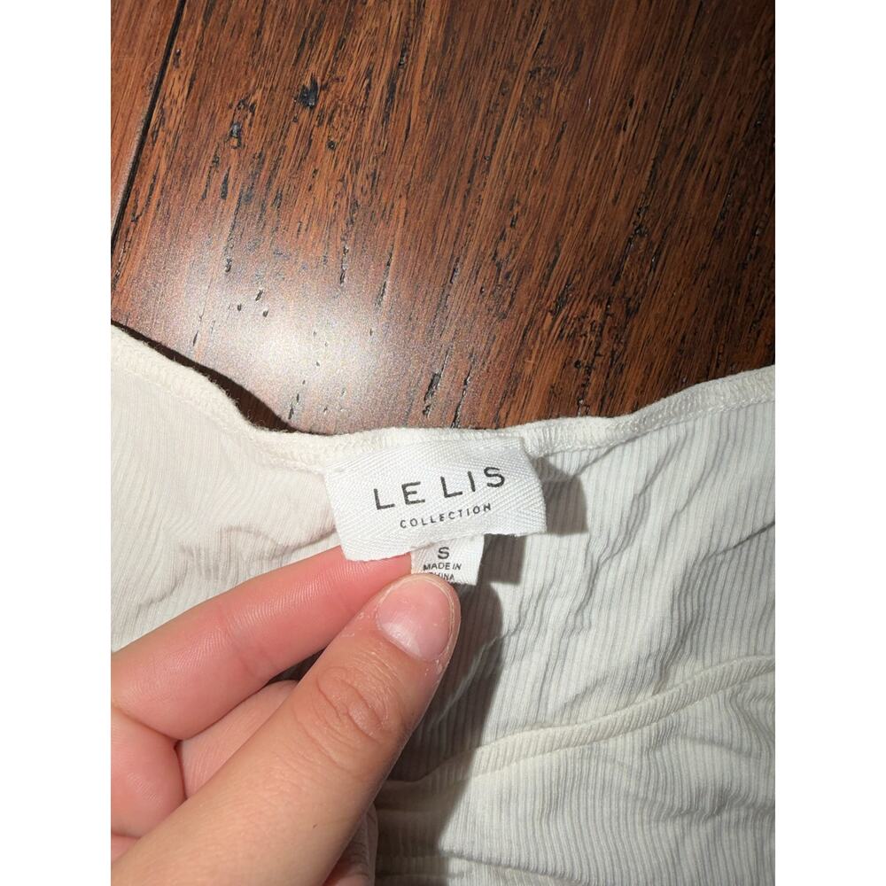 Le Lis Collection White Ribbed Ruched Crop Top Small - Picture 2 of 3